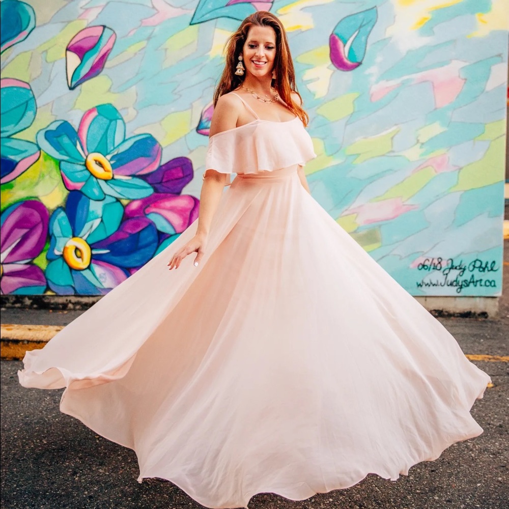 Morning Lavender Adele Ruffle Maxi Dress in Blush Pink